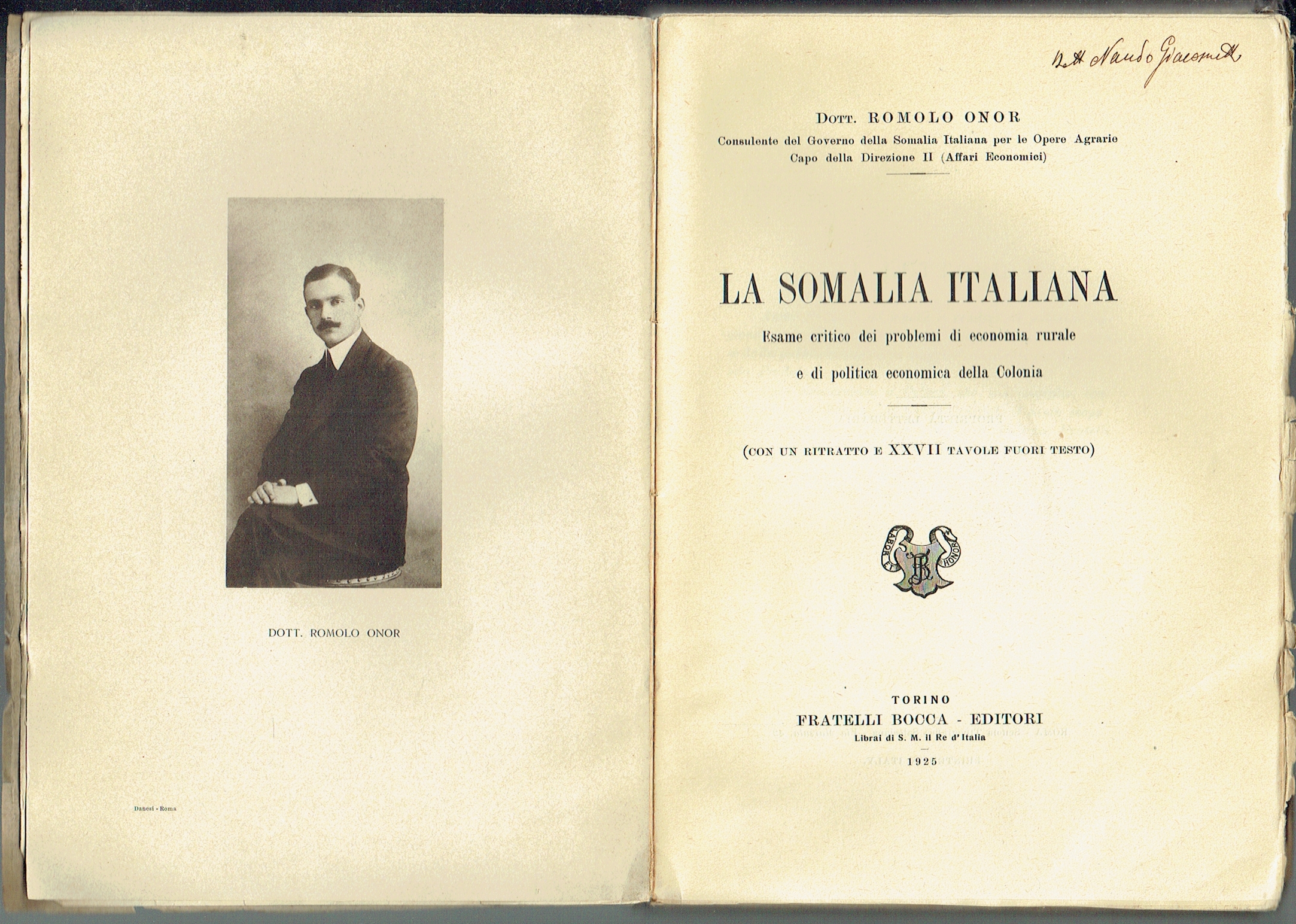 ROMOLO ONOR E LA SOMALIA, NEL CENTENARIO DELLA MORTE